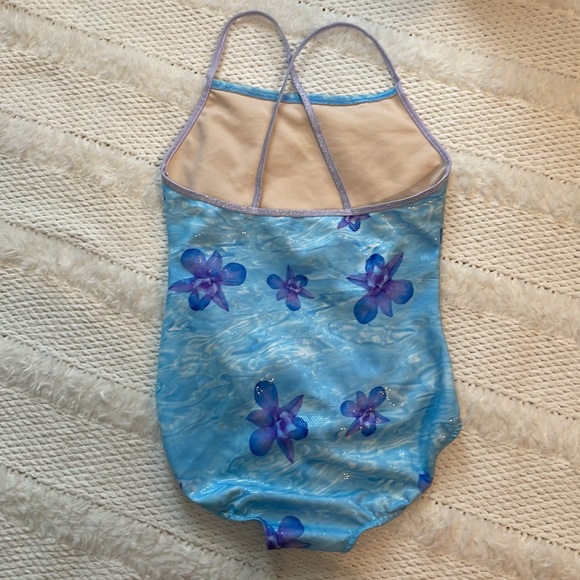 Floral swimsuit girls blue - Picture 3 of 5